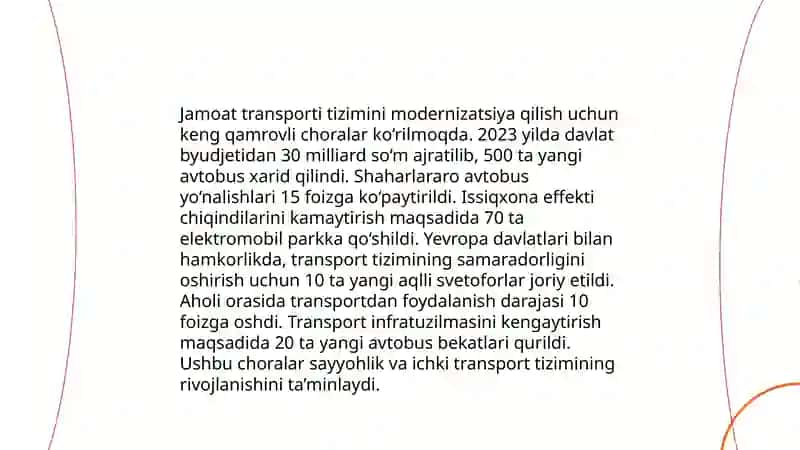 Avtamabil transportida yolovchilarni tashish sistemasini rivojlantirish 4