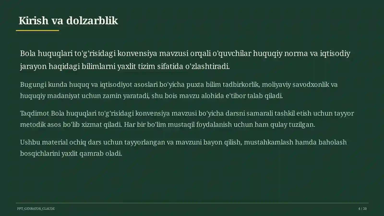 Bola huquqlari to'g'risidagi konvensiya (9-sinf) 4