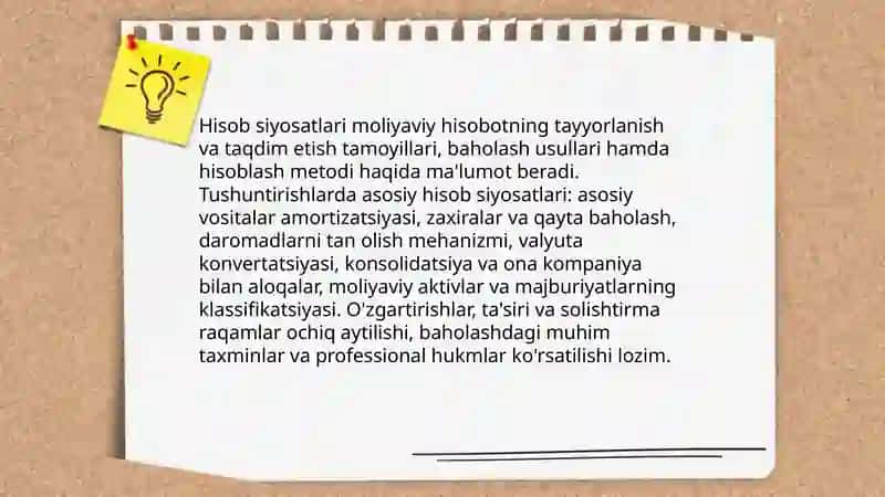 Moliyaviy hisobotda tushuntirishlar va eslatmalar 4