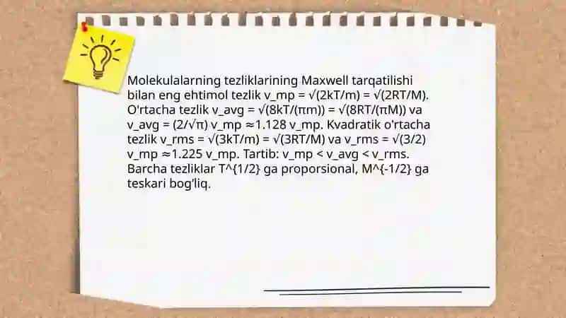 Molekulalarning issiqlik harakati tezligi va energiyalari boʻyicha taqsimoti 4