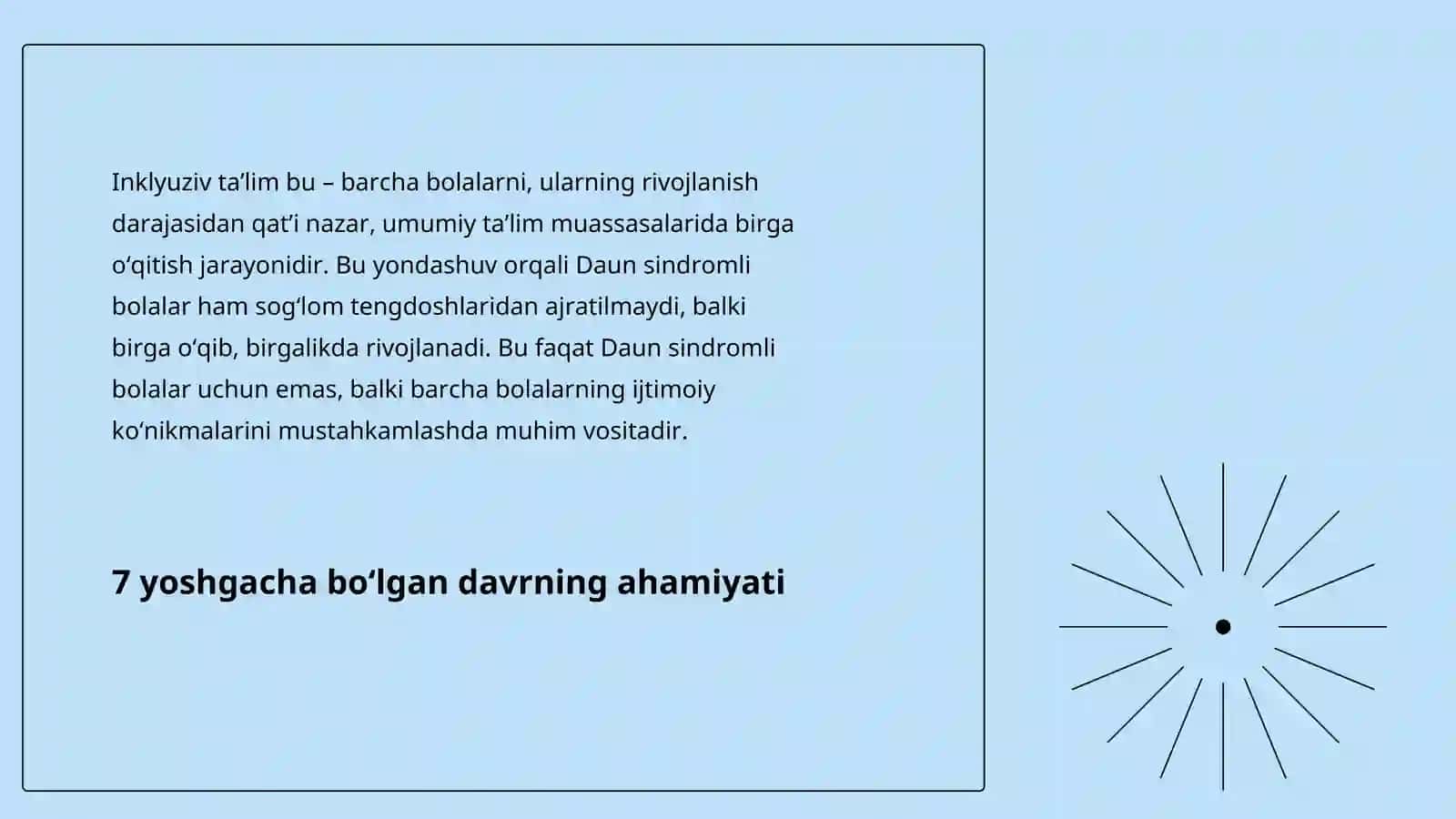 7 yoshgacha boʻlgan daun sindromli bolalarning inklyuziv taʼlimi 4
