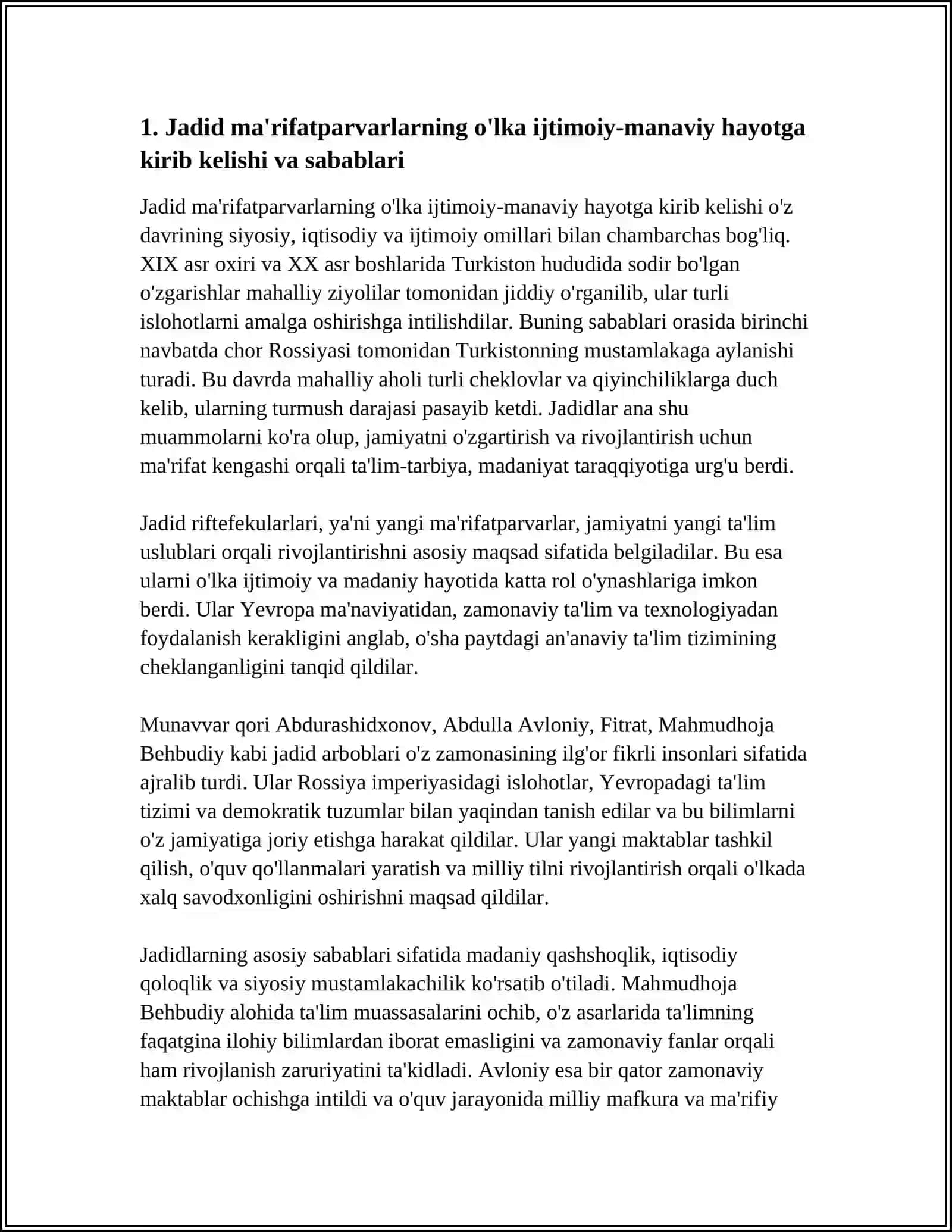 Jadid Ma'rifatparvarlarning O'lka Ijtimoiy-Manaviy Hayotidagi O'rni 4
