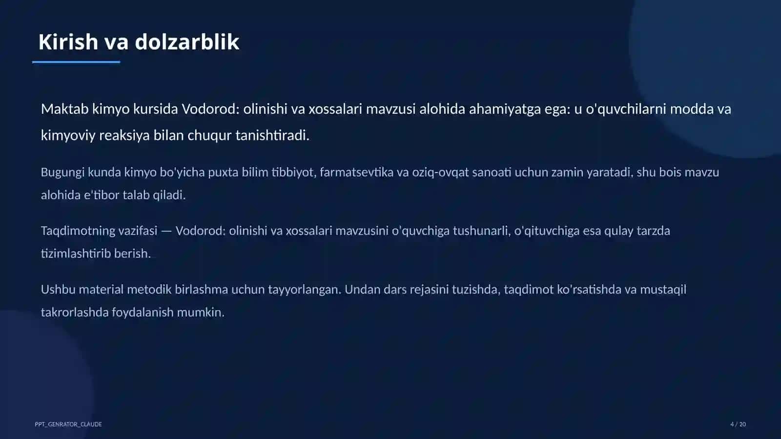 Vodorod: olinishi va xossalari (7-sinf) 4