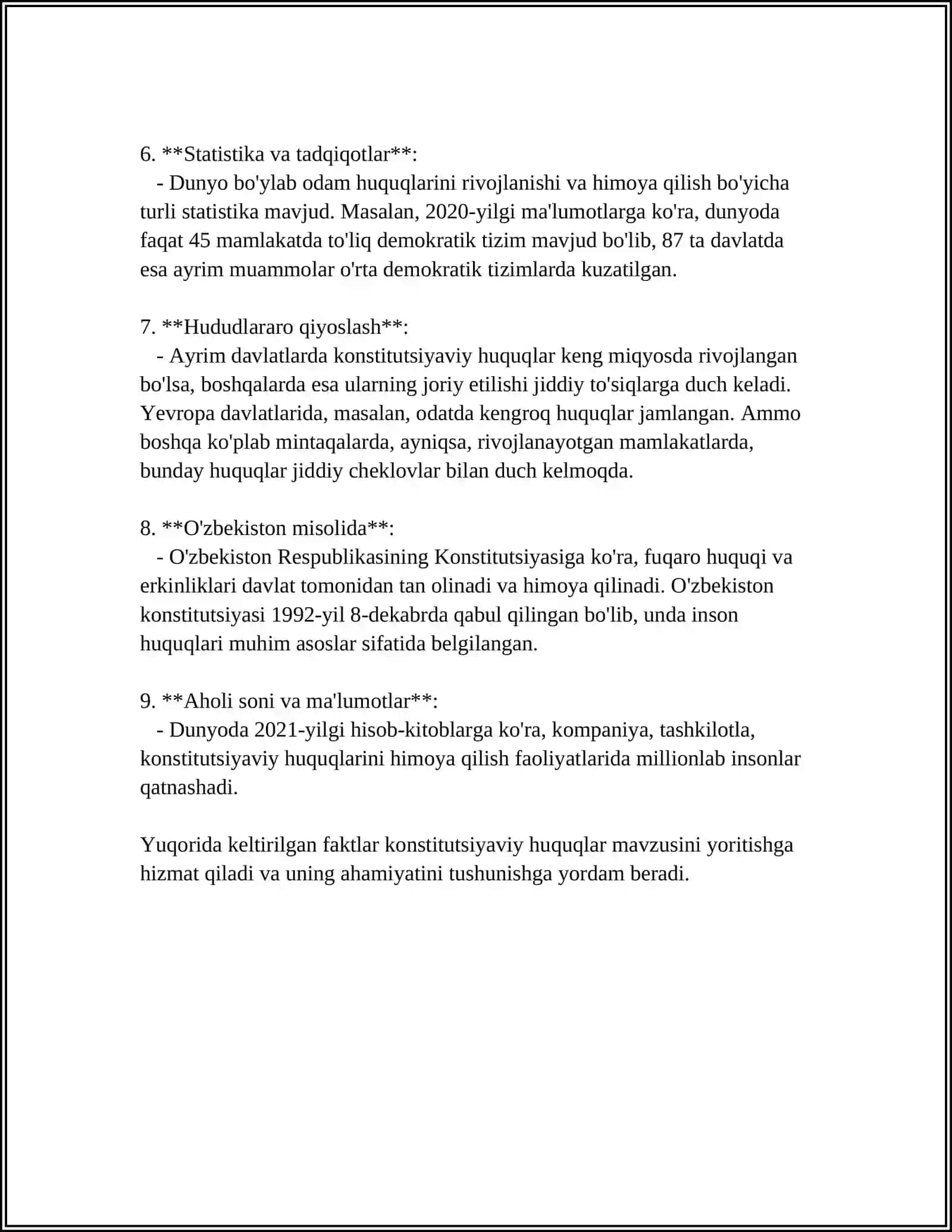 O‘ZBEKISTON RESPUBLIKASIDA INSON VA FUQAROLARNING ASOSIY HUQUQLARI 4