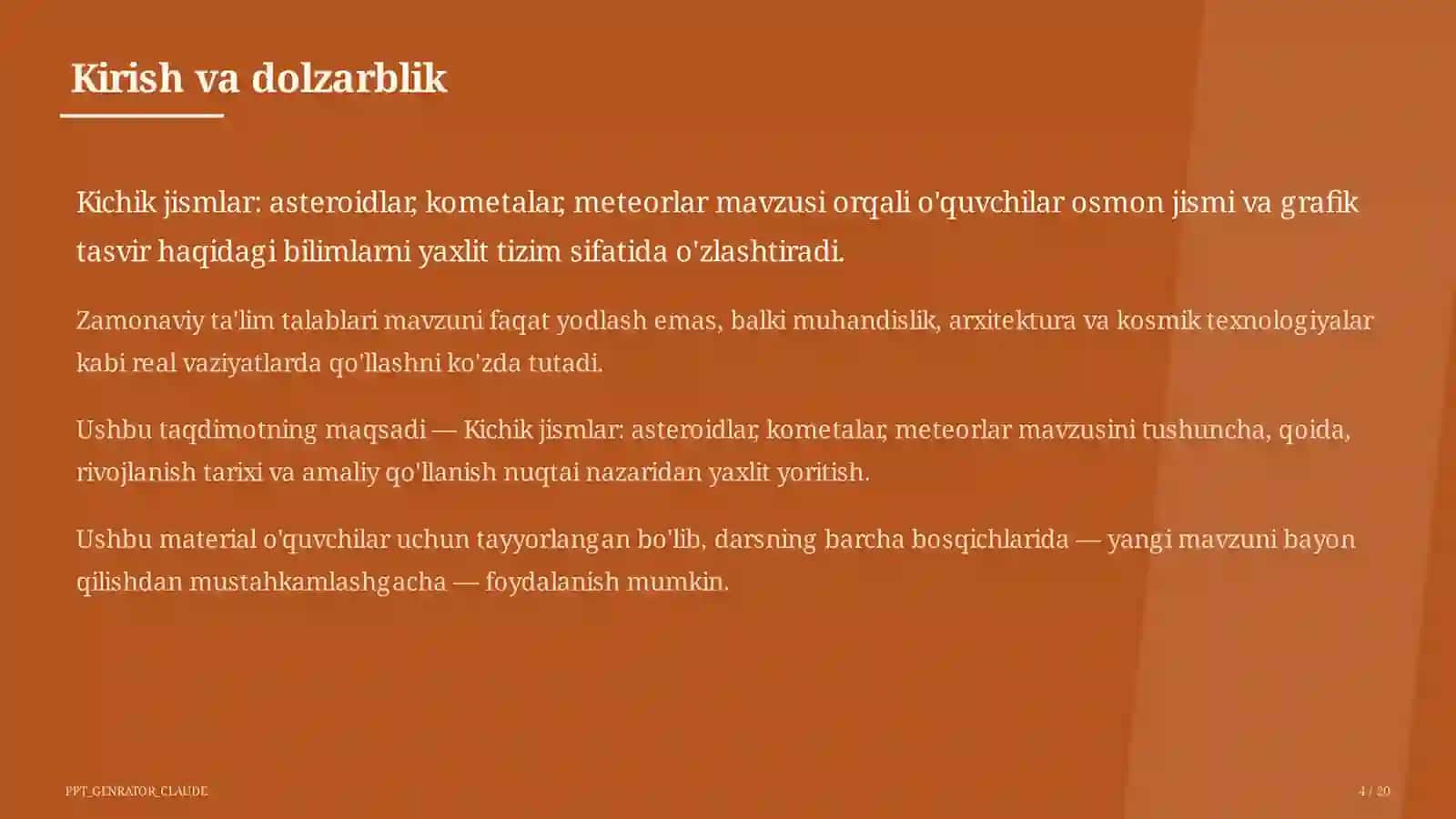 Astronomiya va chizmachilik (8–11) — o'quvchilar uchun 4