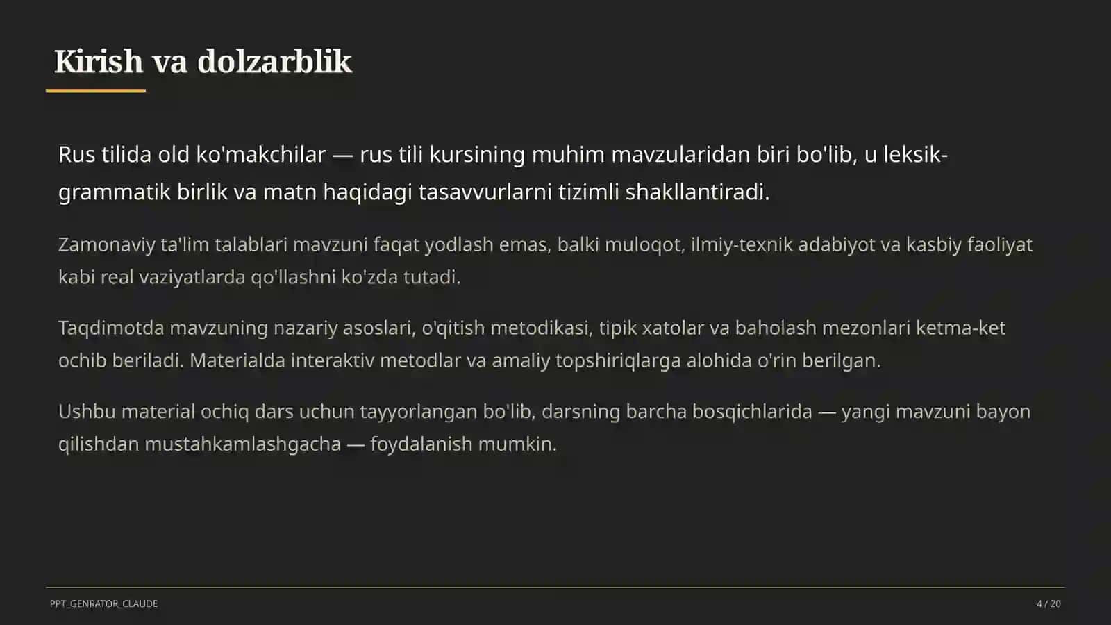 Rus tilida old ko'makchilar (7-sinf) 4