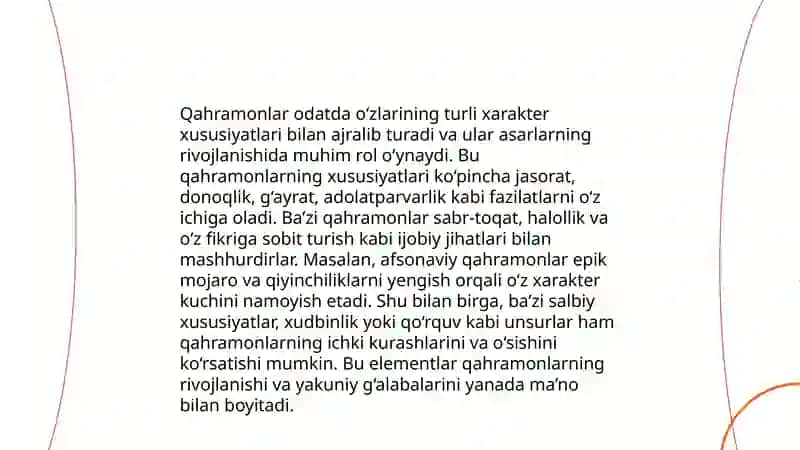 Badiiy asar qahramonlari shaxsiy sifatlarini baholashning mazmuni, usullari va metodlari 4