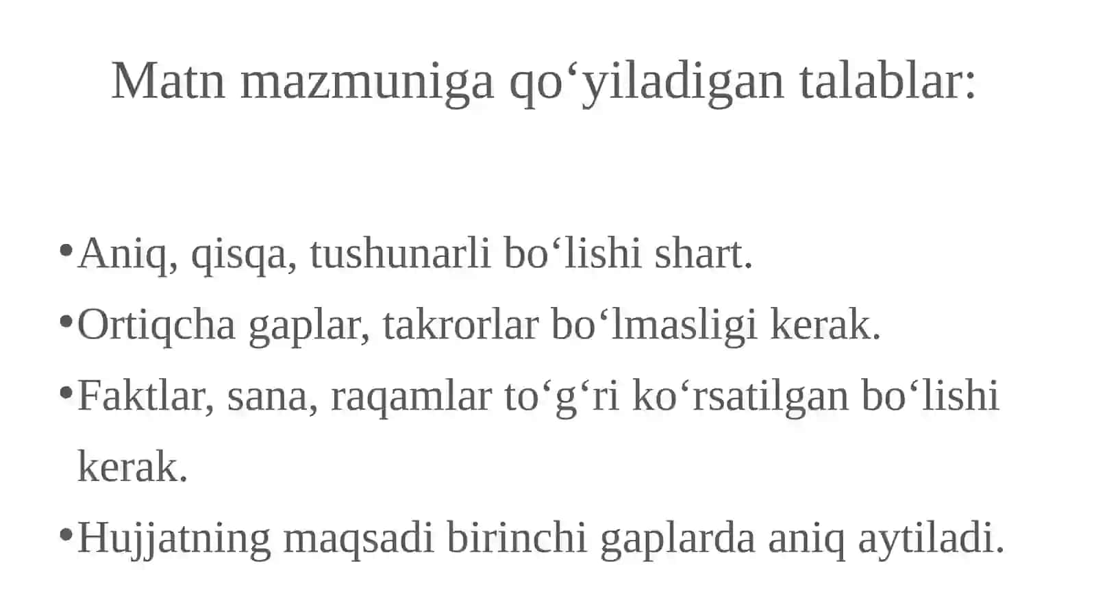Ish huujatlariva ulariga qo‘yiladigan talablar 4