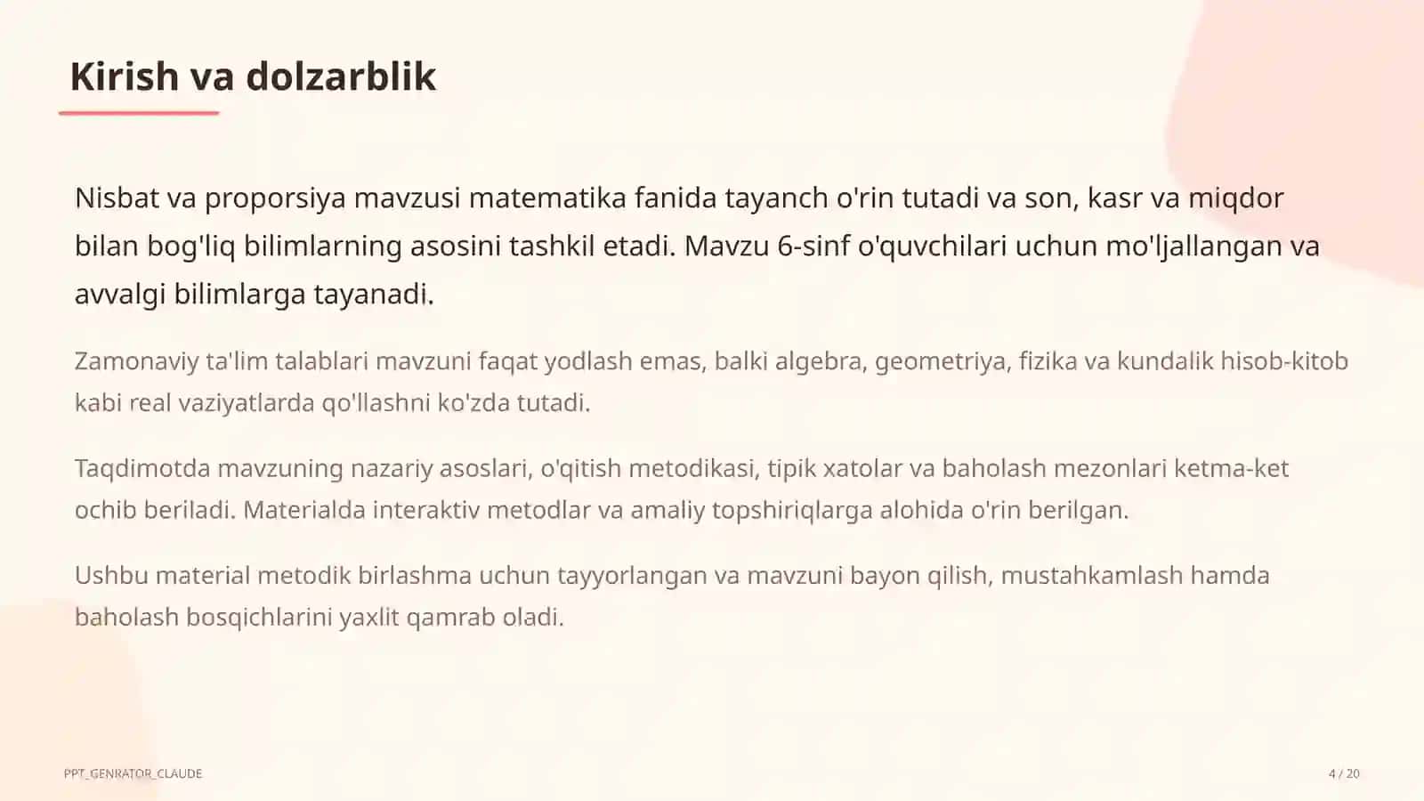 Nisbat va proporsiya (6-sinf) 4