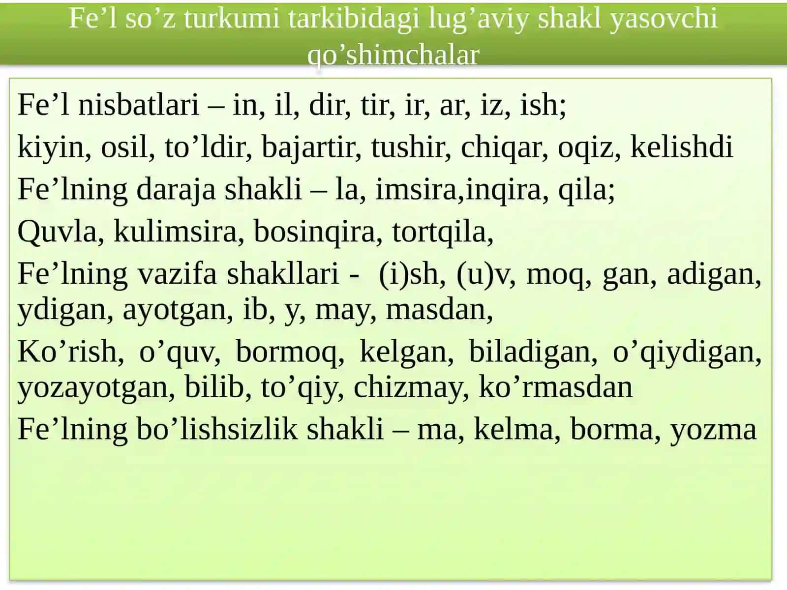 DARS. FE’L SO’Z TURUKMI 4