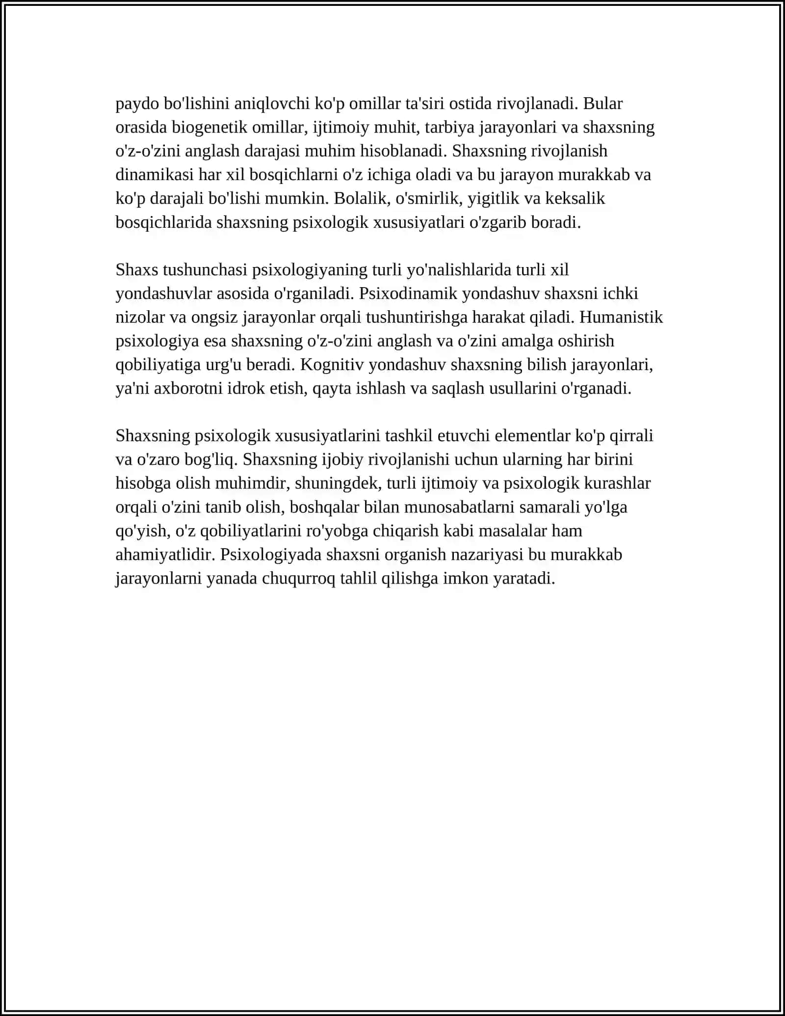 PSIXOLOGIYADA SHAXSNI ORGANISH NAZARIYASI 4
