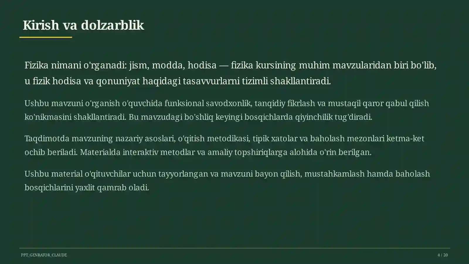 Fizika nimani o'rganadi: jism, modda, hodisa (6-sinf) 4