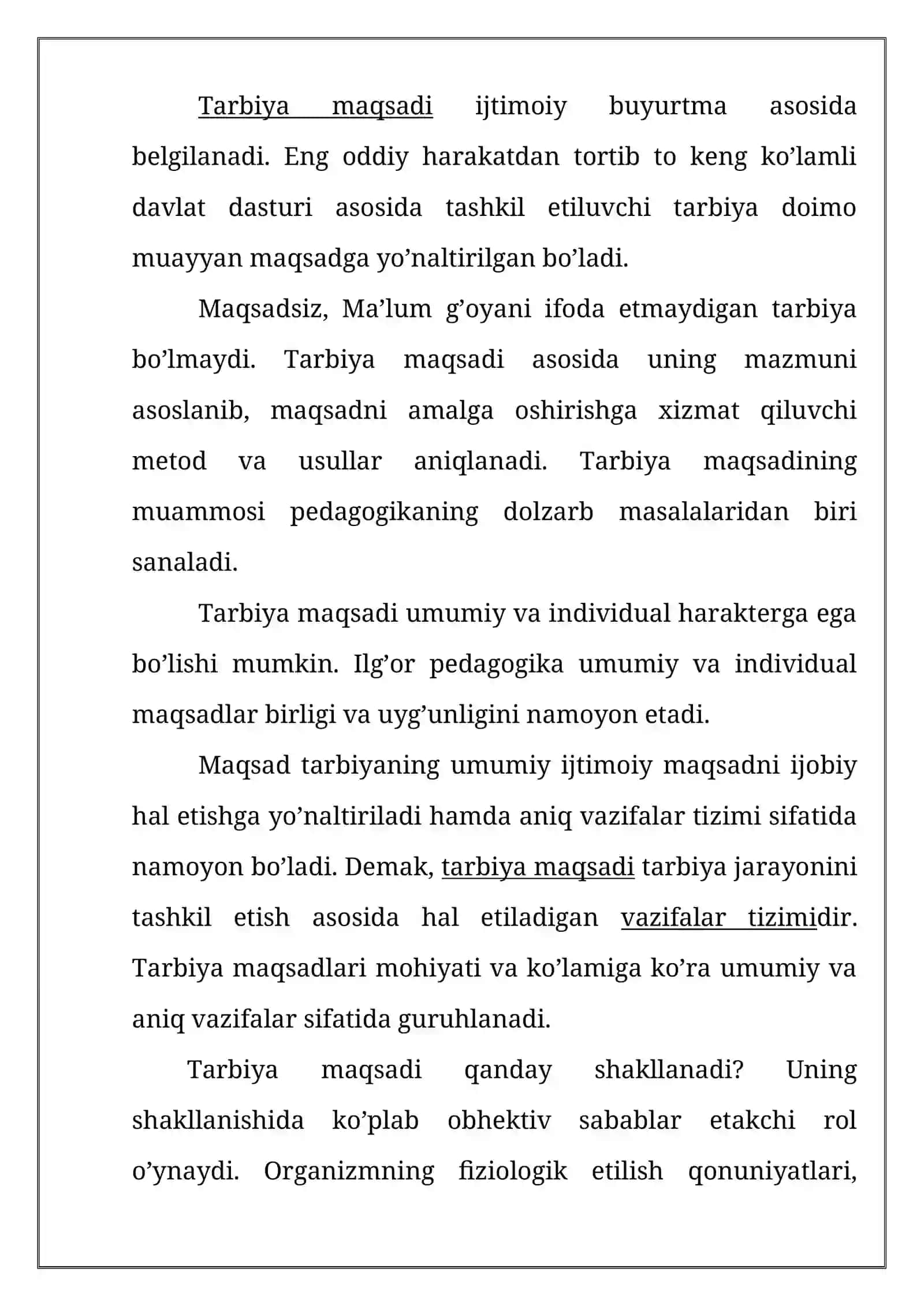 Tarbiya mazmuni, maqsadi va vazifalari 4