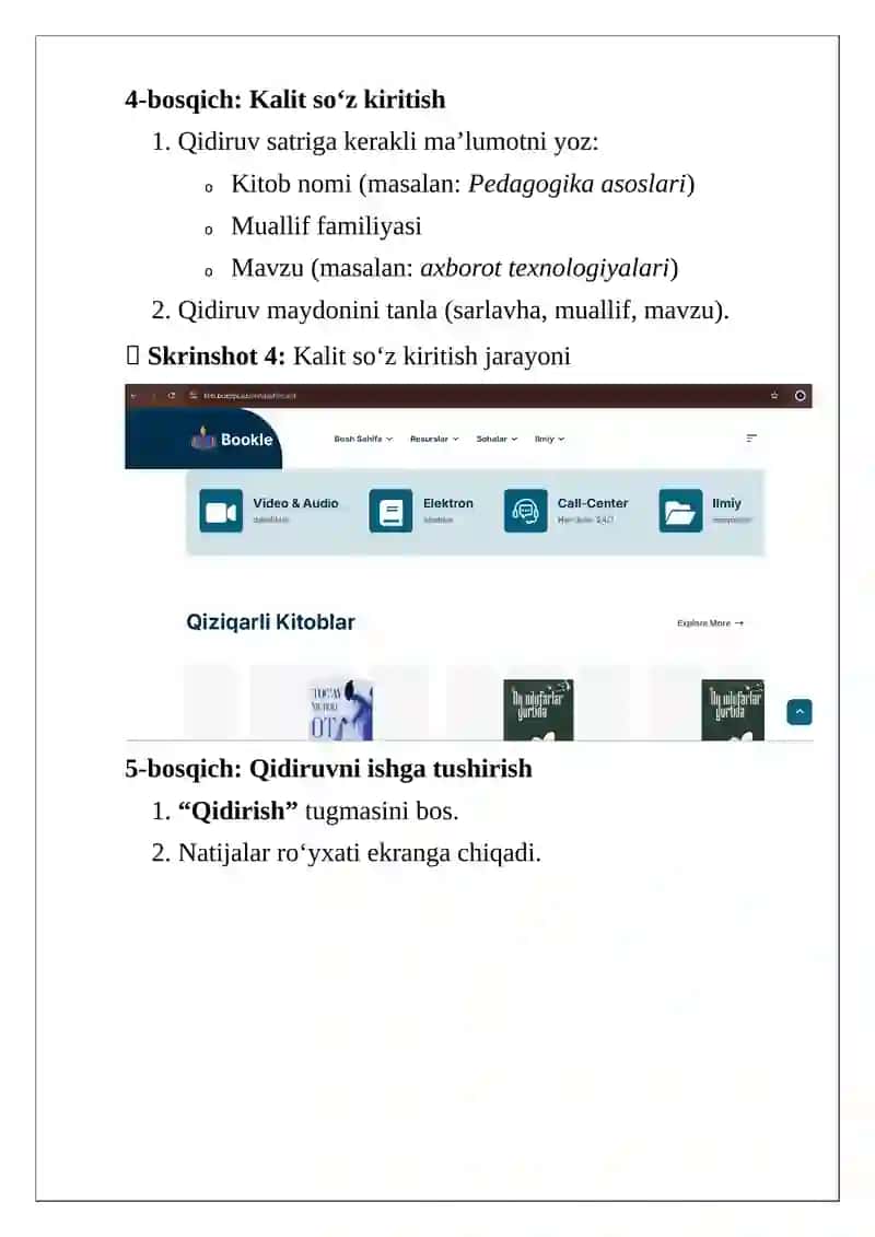Global tarmoq imkoniyatlari. Kutubxona kataloglari bilan ishlash 4