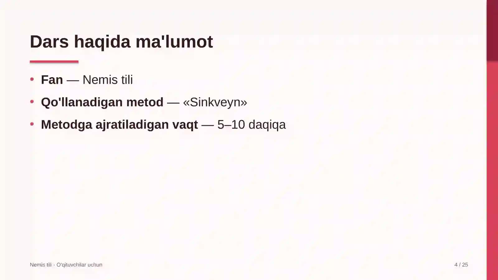 nemis tili darslarida sinkveyn metodidan foydalanish 7709 4