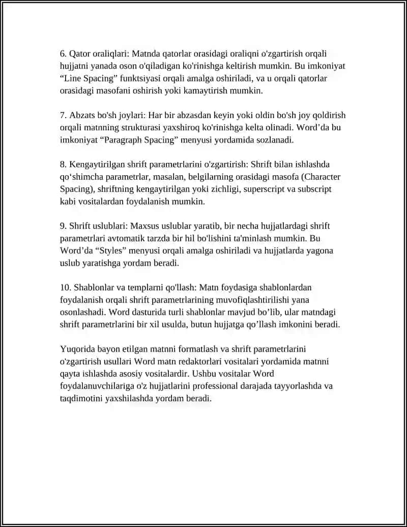 WORD MATN REDAKTORLARI VOSITALARIDAN FOYDALANIB MATNNI QAYTA ISHLASH 4