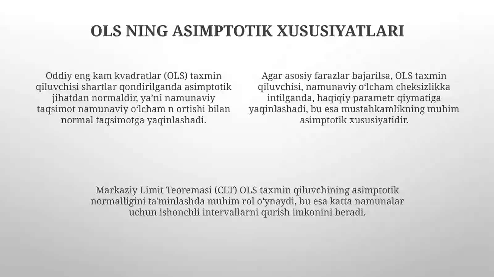 Eng kichik kvadratlar usuli asimptotasi va geteroeskedatlik 4