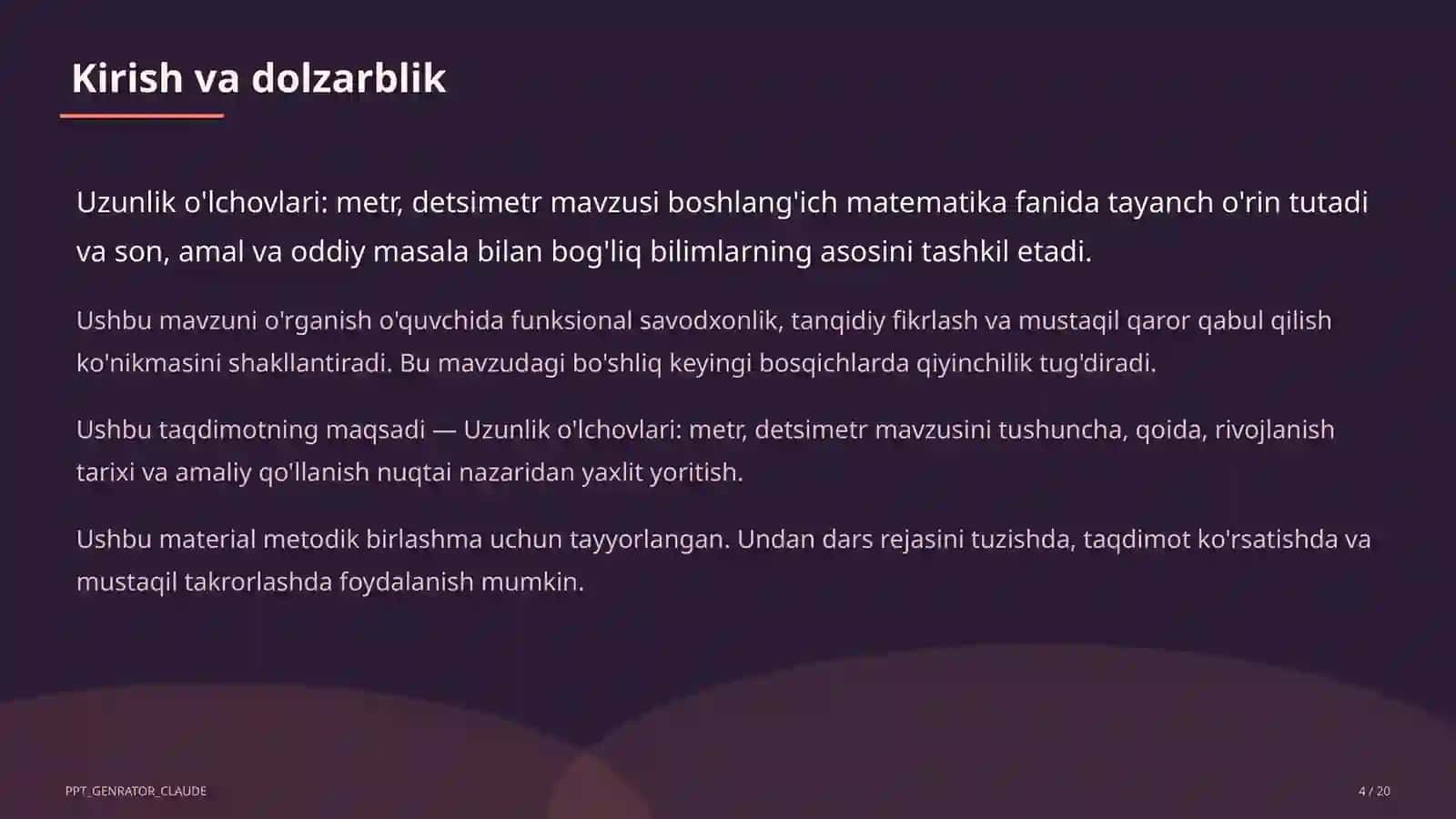Dars rejasi 4