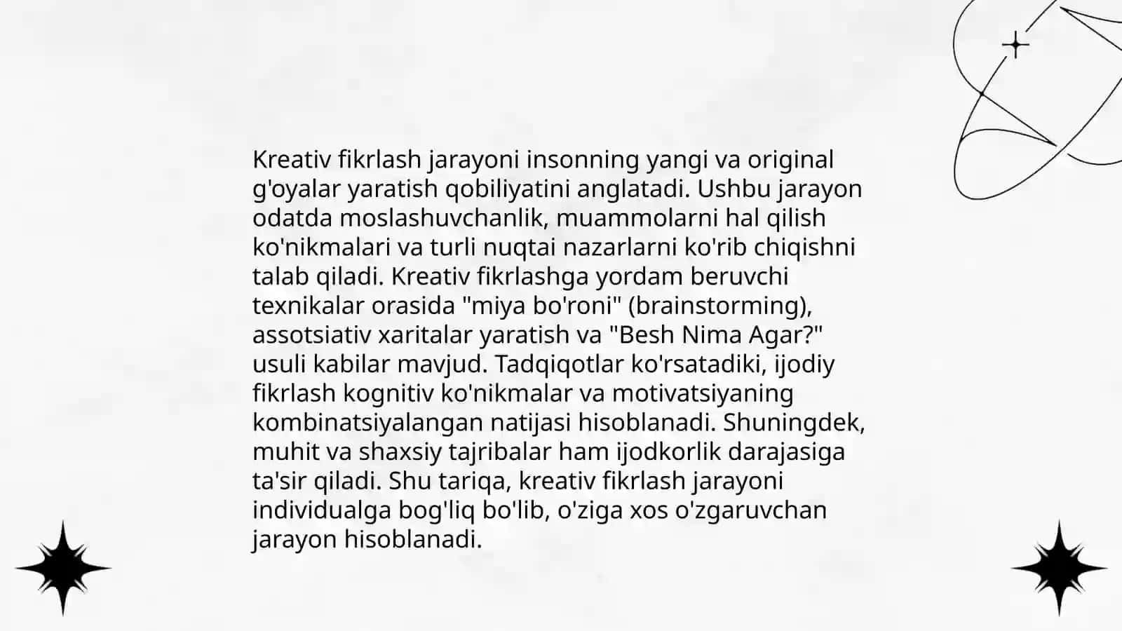 Ta'lim jarayonida kreativ fikrlashning o'ziga xos xususiyatlari 4
