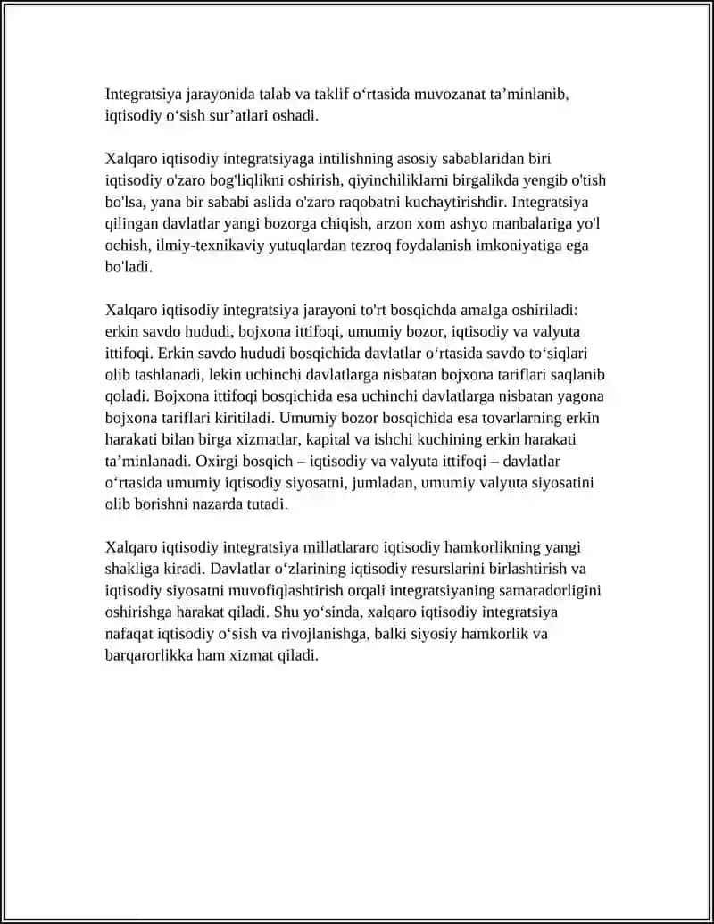 Xalqaro iqtisodiy integratsiyaning mohiyati va taʼrifi 4