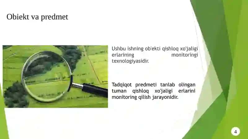 Qishloq xo'jaligi yerlarining monitoringi yer resurslarini boshqarish vositasi sifatida 4