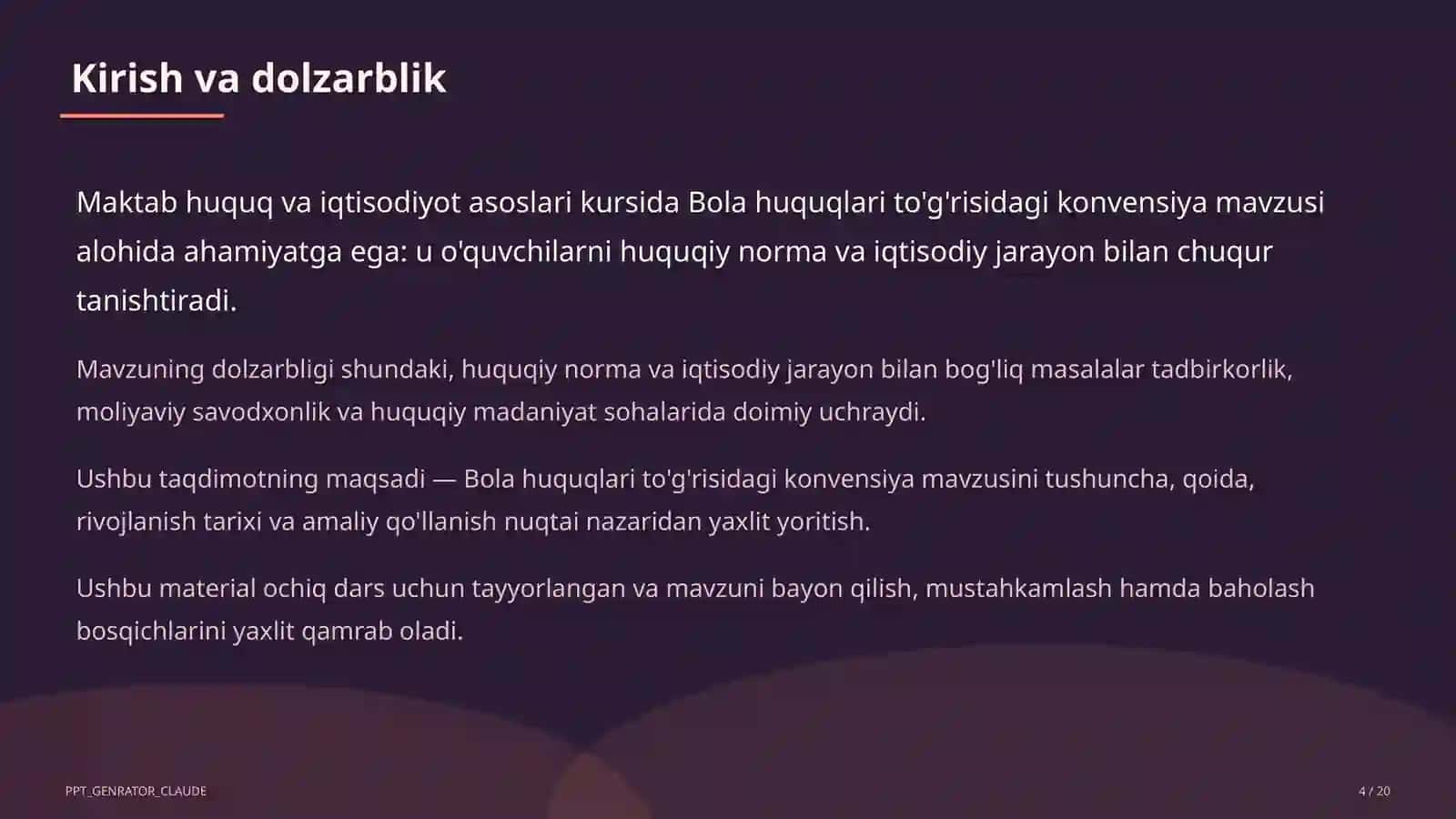 Bola huquqlari to'g'risidagi konvensiya (9-sinf) 4