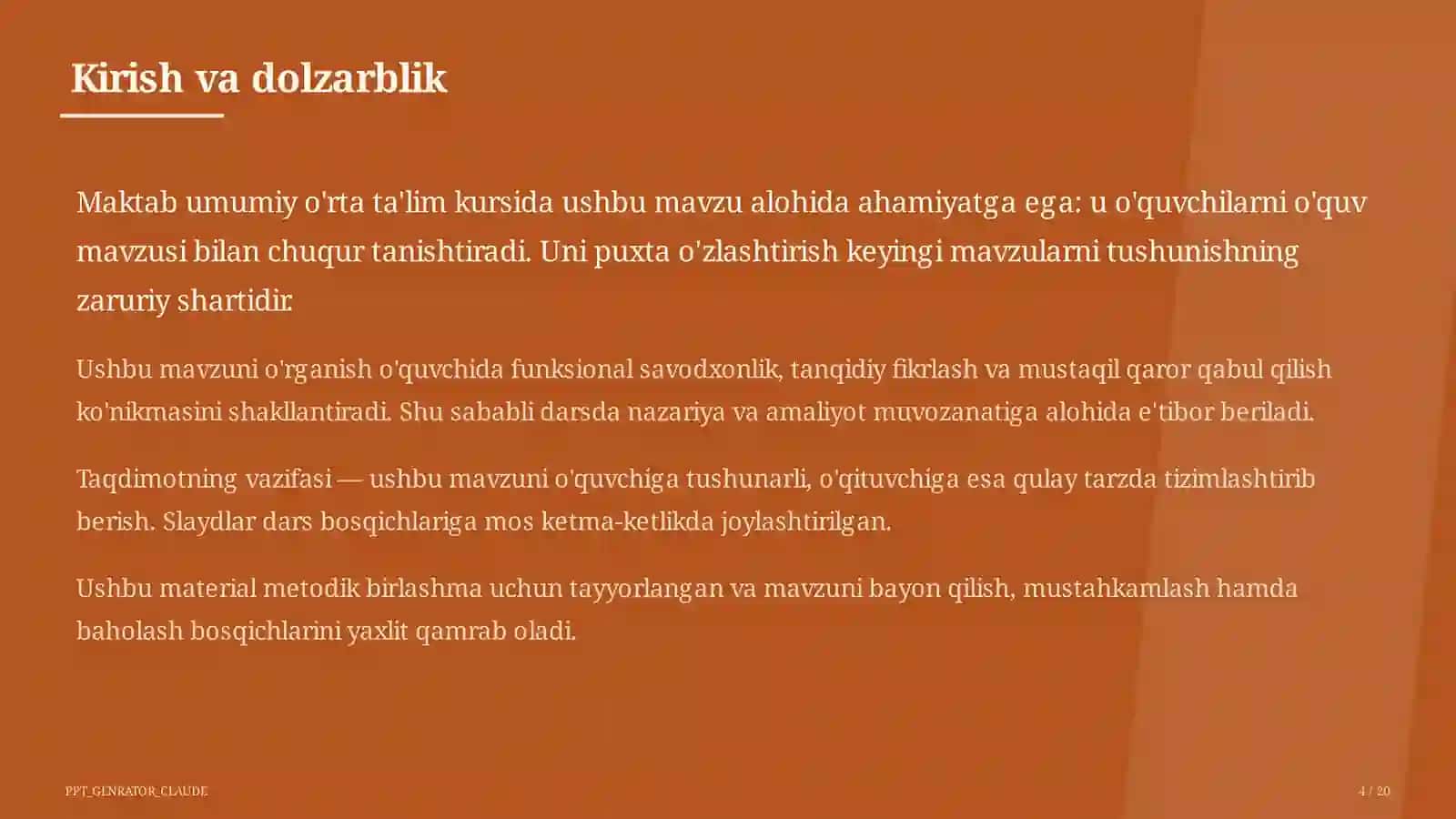 Tabiiy fanlar soati 4