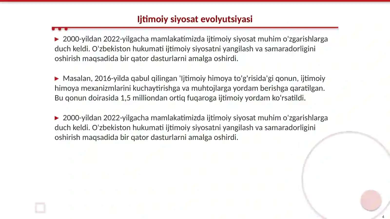 2000 – 2022 yillarda mamlakatning ijtimoiy rivojlantirilshi 4