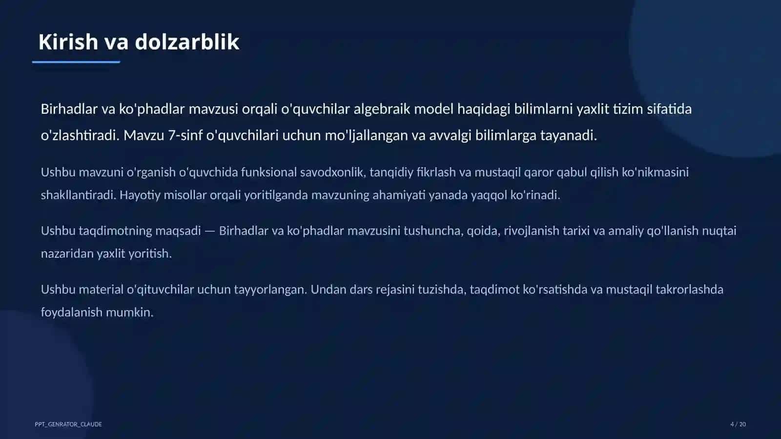 Birhadlar va ko'phadlar (7-sinf) 4