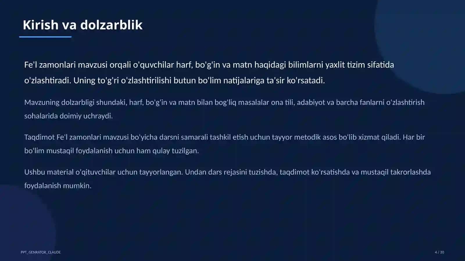 Fe'l zamonlari (4-sinf) 4
