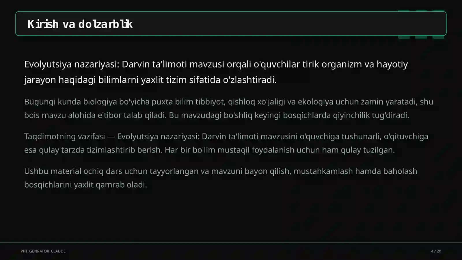 Evolyutsiya nazariyasi: Darvin ta'limoti (10-sinf) 4