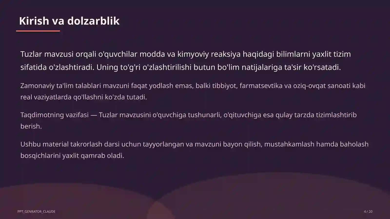 Kimyo (7– 11) - takrorlash darsi 4