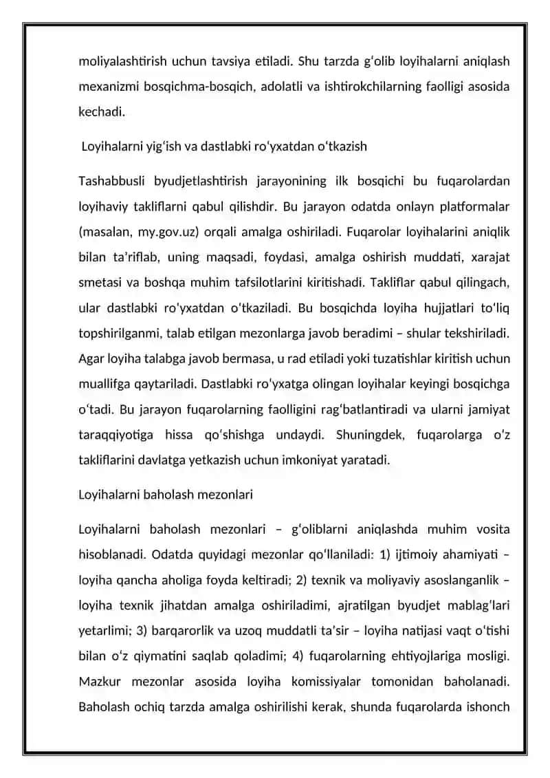 Tashabbusli byudjetlashtirish jarayonida  g’olib loyihalarni aniqlash mexanizmi 4