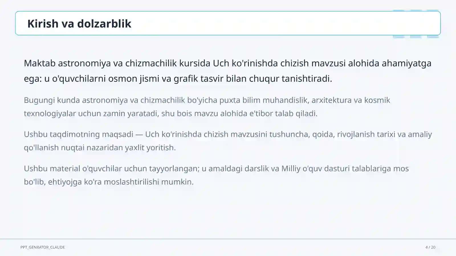 Uch ko'rinishda chizish (8-sinf) 4