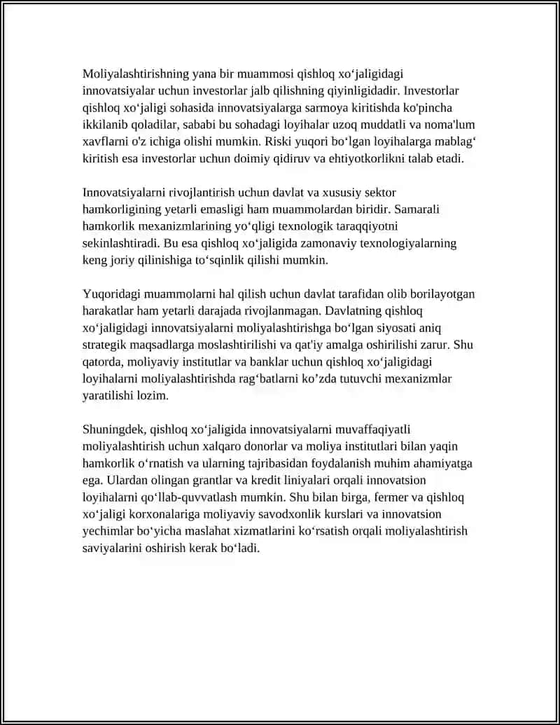 QISHLOQ XO'JALIGIGA INNOVATSIYALARNI JALB QILISH MUAMMOLARI 4
