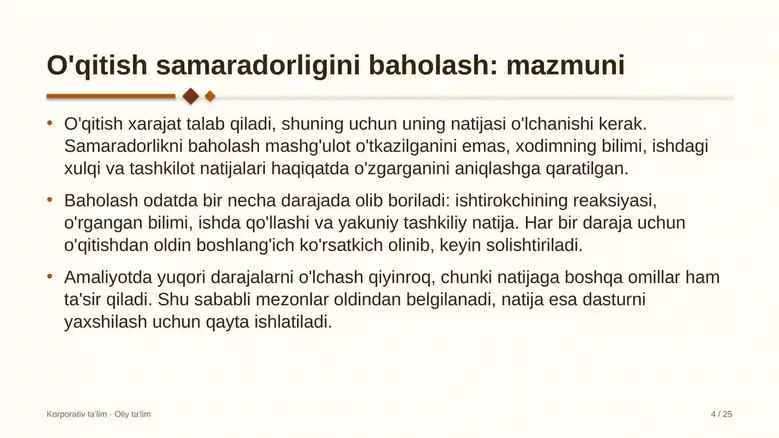 avtoservis korxonalarida o'qitish samaradorligini baholash 6168 4