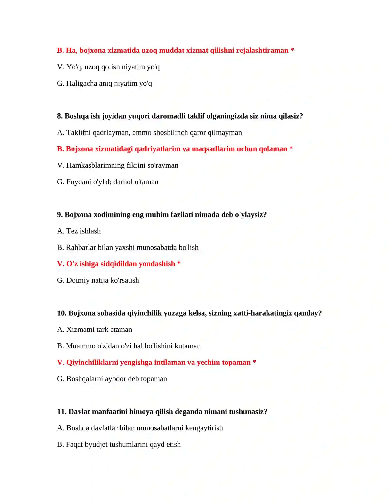 Bojxona ishga kirish kasbiy tanlov uchun psixologik baholash testlari 4