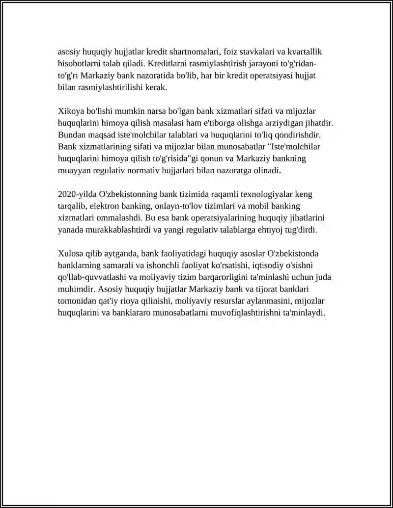 O'zbekiston Respublikasi Banklar to'g'risida qonun 4