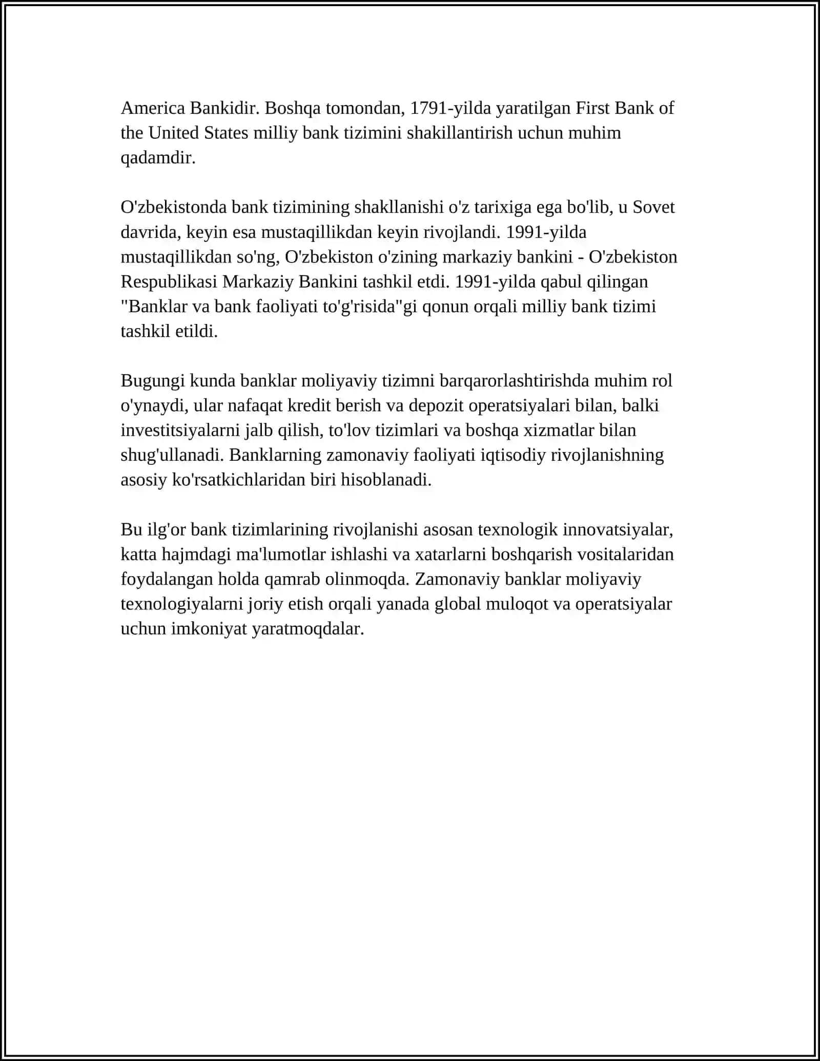 BANK FAOLIYATINING PAYDO BO'LISHI, RIVOJLANISHI VA IQTISODIYOTDA TUTGAN O‘RNI 4