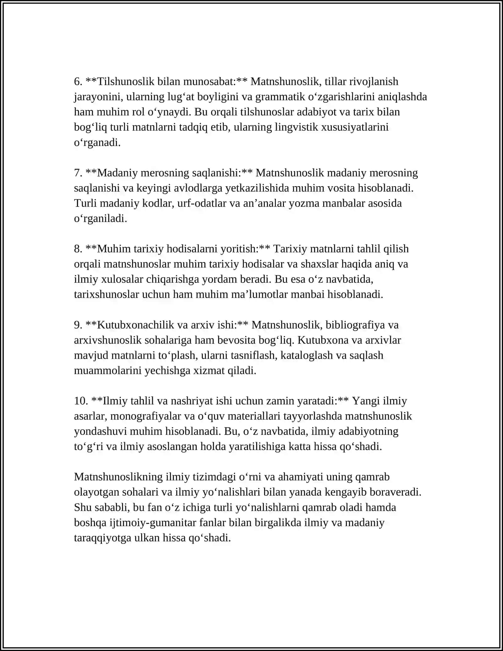 MATNSHUNOSLIK, MANBASHUNOSLIK ADABIY O’LKASHUNOSLIK BIBLIOGRAFIYA VA BOSHQALARNING ILMIY TIZIMDAGI O’RNI 4