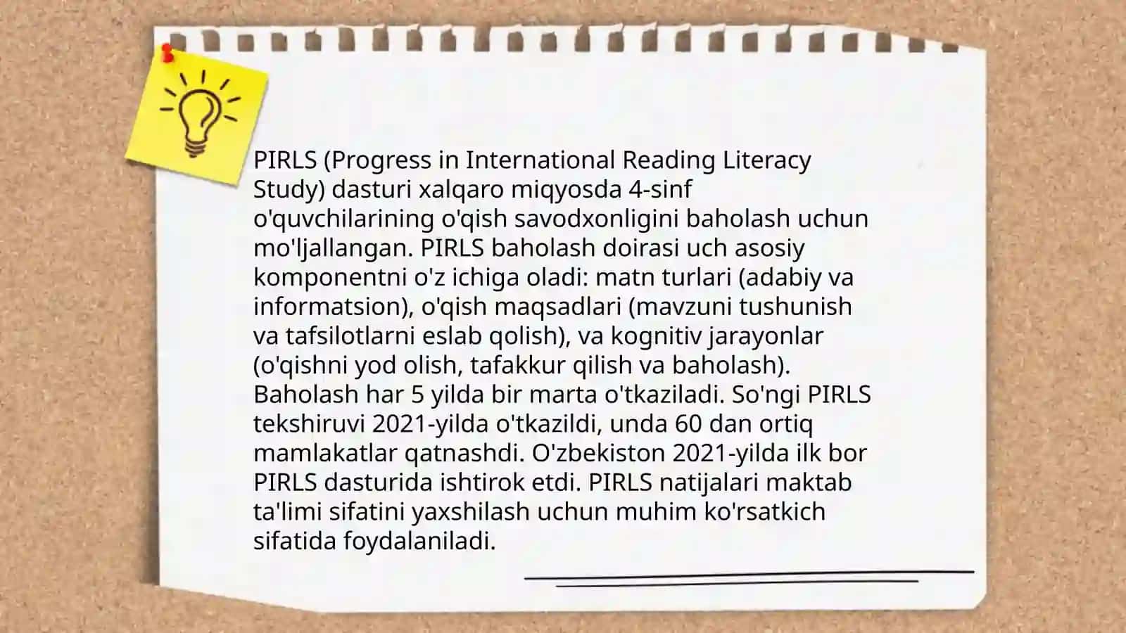 PIRLS xalqaro baholash dasturi mazmun va mohiyati 4