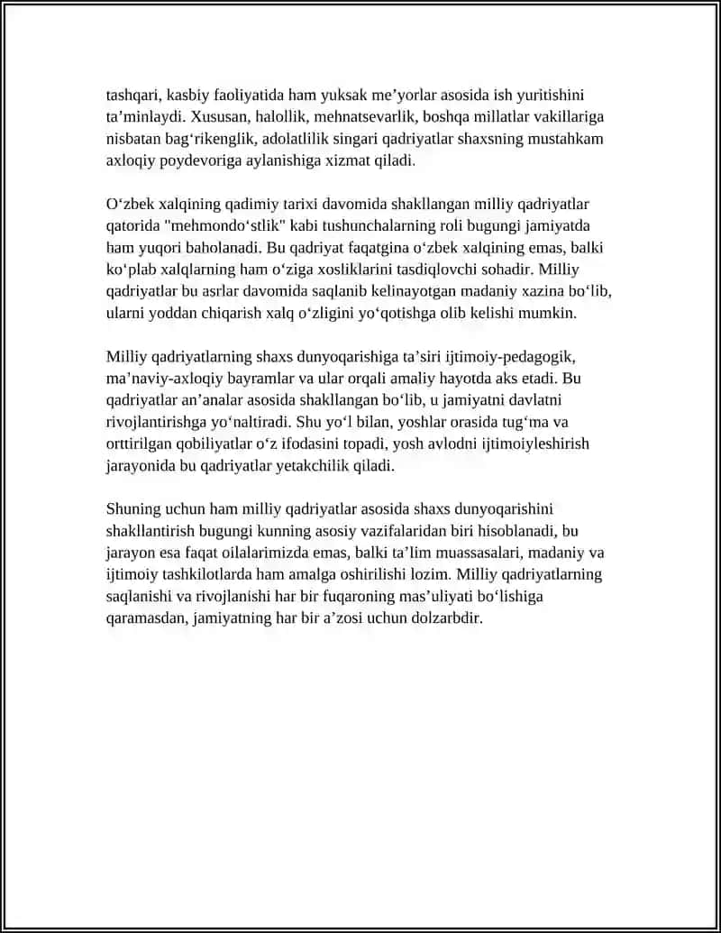 MILLIY QADRIYATLAR ASOSIDA SHAXS DUNYOQARISHINI SHAKLLANTIRISH 4