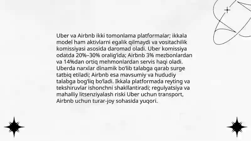 Innovatsion biznes modellar: sharing economy (Uber, Airbnb) subscription model va platforma iqtisodi 4