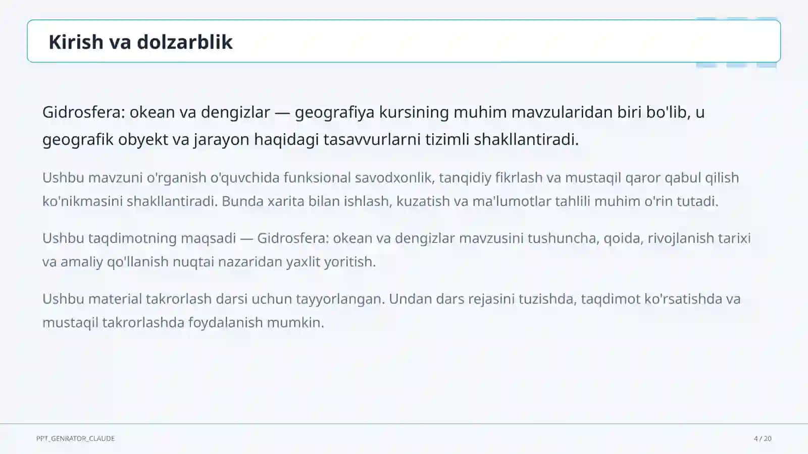 Gidrosfera: okean va dengizlar (6-sinf) 4