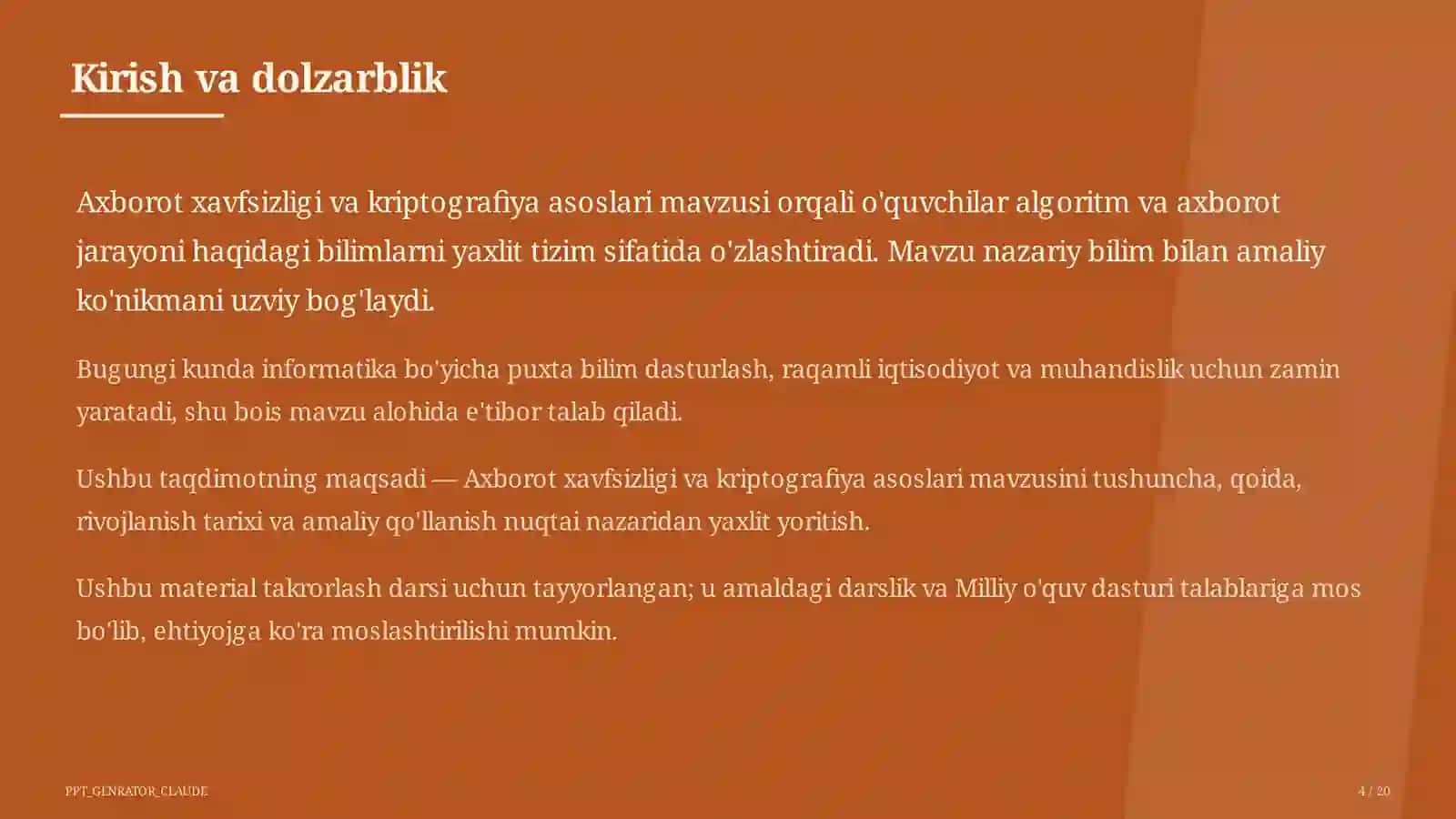 Axborot xavfsizligi va kriptografiya asoslari (10-sinf) 4