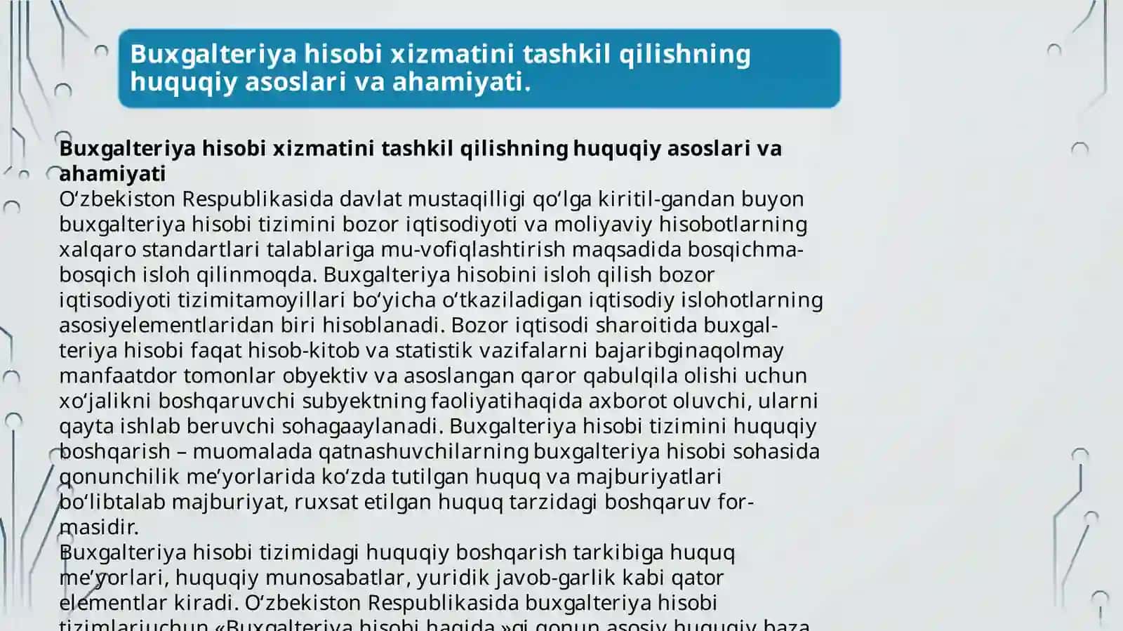 Buxgalteriyahisobinitashkiletishningme'yoriy-xuquqiyasoslari 4