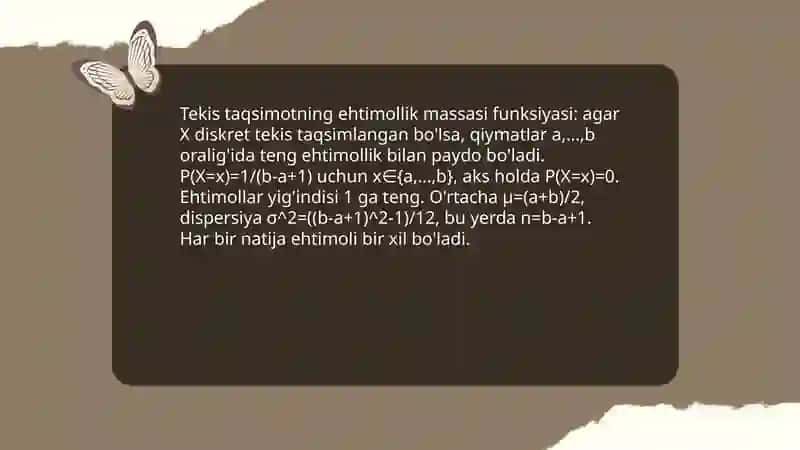 Tekis diskret taqsimot 4
