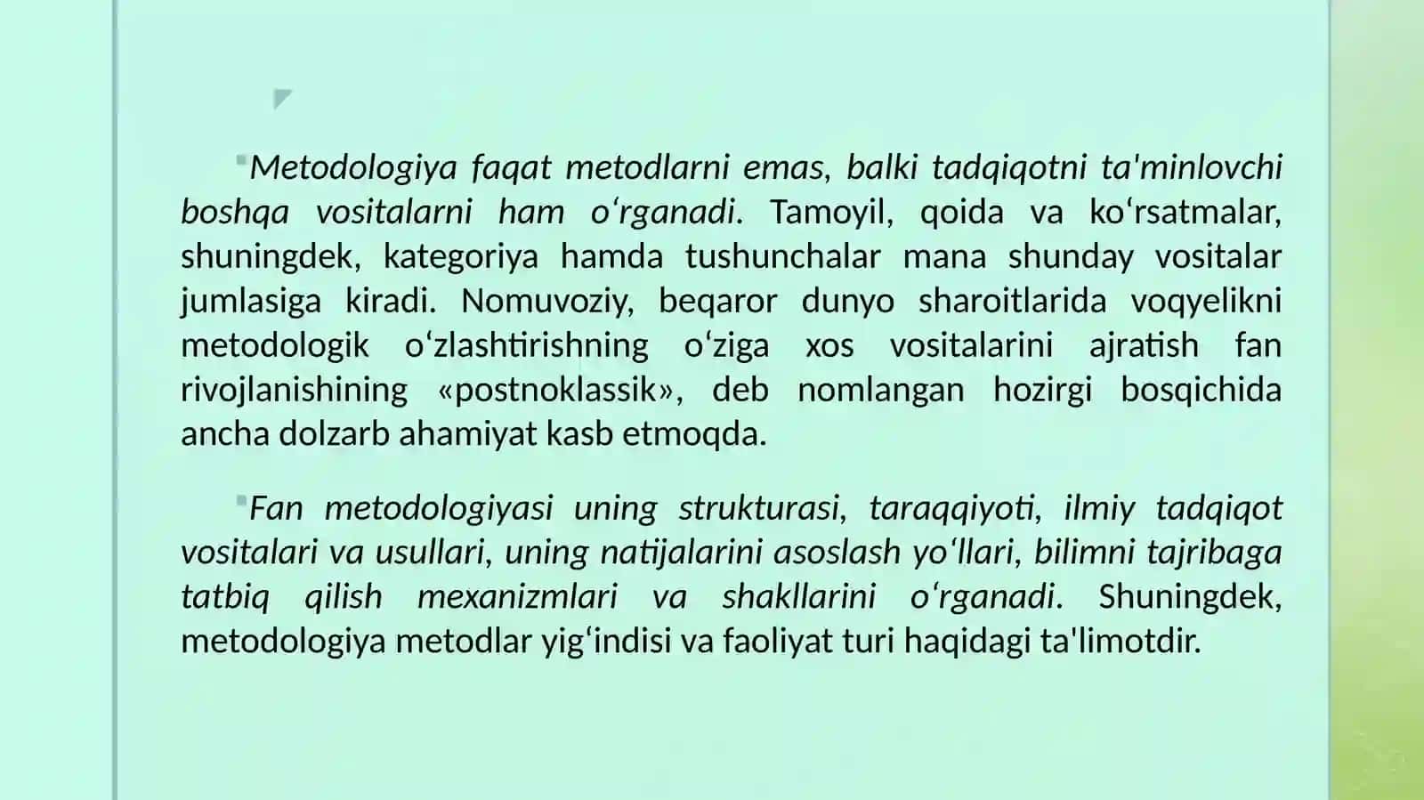 Metodologiya va falsafa metodologiyasi 4