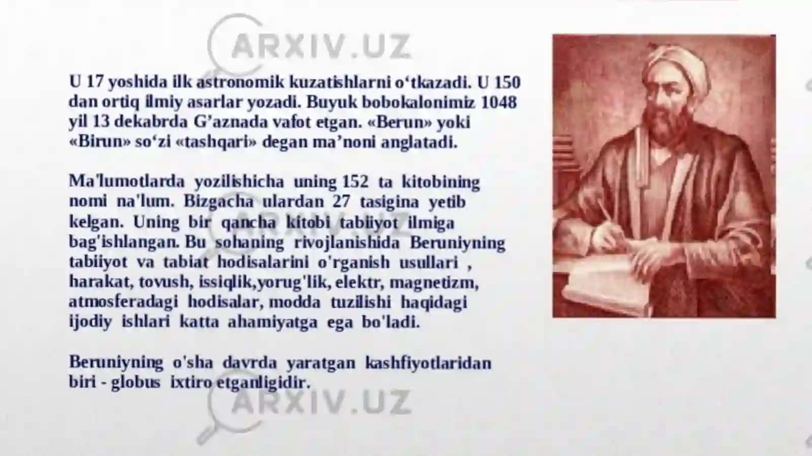 BERUNIYNING Asarlarida Kishilik ehtiyojlarining Paydo bo'lishi va uni qondirish Asoslari, va mehnat Va Hunarga munosabatlari 4