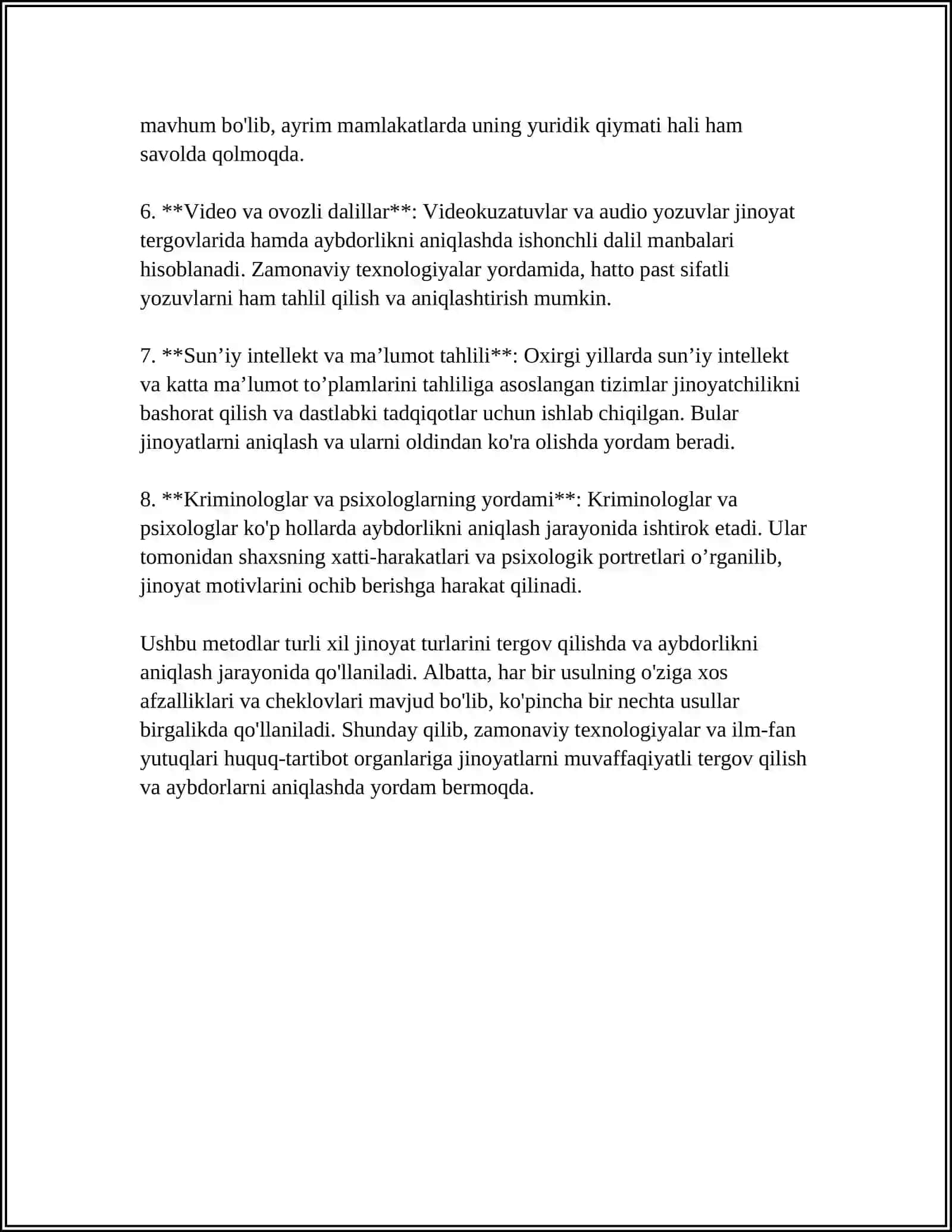 MUSTAQIL ISH Mavzu: AYBDORLIKNI ANIQLASH TESTI 4